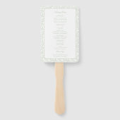Sagegroene Toile Crest Monogram Huwelijksprogramma Handwaaier (Achterkant)