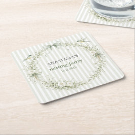 Sagegroene Toile De Juoy Nesting Feest  Kartonnen Onderzetters
