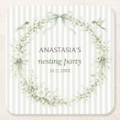 Sagegroene Toile De Juoy Nesting Feest Kartonnen Onderzetters (Voorkant)