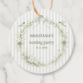 Sagegroene Toile De Juoy Nesting Feestje Bedankjes Labels (Voorkant)