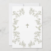 Sagegroene Toile Doop Uitnodiging Jongen (Achterkant)