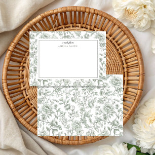 Sagegroene Toile Naadloos Patroon Notitiekaartje