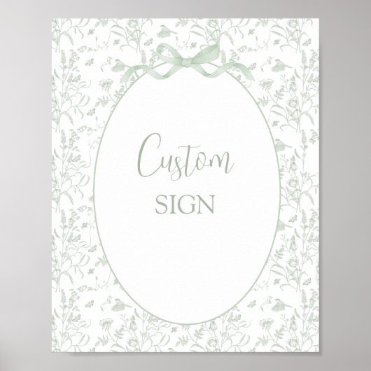 Sagegroene Toile op maat bord Poster (Voorkant)