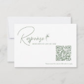 Sagegroene Toile QR Code RSVP  Kaartje (Voorkant)