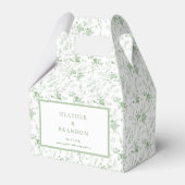 Sagegroene Toile Vintage Bloem Bruiloft Bedankdoosjes (Voorkant Zijde)