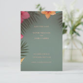 Sagegroene Tropische Hibiscus Palm Bruiloft Save The Date (Staand voorkant)