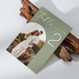 Sagegroene Trouw | Elegante Minimalistische Boogfo Kaart