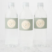 Sagegroene Trouwmonogram Waterfles Etiket (Flessen)