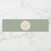 Sagegroene Trouwmonogram Waterfles Etiket (Enkel label)
