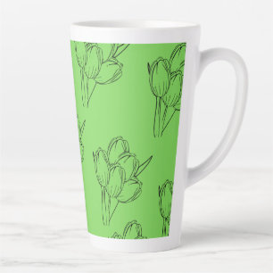 Sagegroene Tulp Latte Mok - Minimalistische Botani