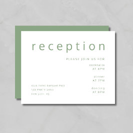 Sagegroene typografie Elegante huwelijksreceptie Informatiekaartje