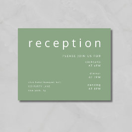 Sagegroene typografie Elegante huwelijksreceptie Informatiekaartje