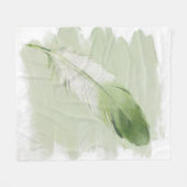 Sagegroene Veer Boho Watercolor Kunst Fleece Deken (Voorkant (Horizontaal))