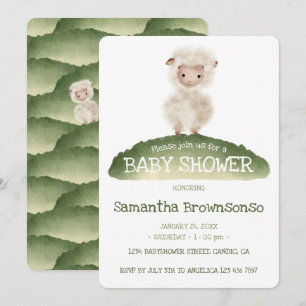 Sagegroene Verhalenboek Schapen Baby Shower Kaart