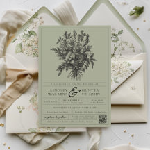 Sagegroene Vintage Bloem Romantische Tuin Bruiloft