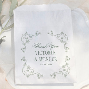 Sagegroene Vintage Bloemen Bruiloft Bedankt Bedankzakje
