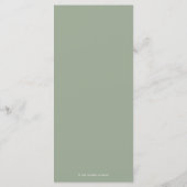 Sagegroene Vintage Bloemhuwelijk Menu (Achterkant)