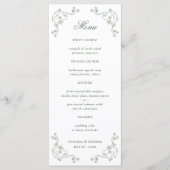 Sagegroene Vintage Bloemhuwelijk Menu (Voorkant)