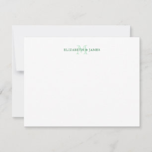 Sagegroene vintage koppelmonogram gepersonaliseerd notitiekaartje
