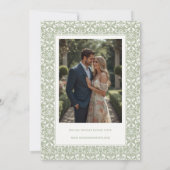 Sagegroene Vintage Tuin Monogram Trouwdag Save The Date (Achterkant)