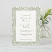 Sagegroene Vintage Tuinbruiloft Save The Date (Staand voorkant)