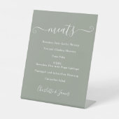 Sagegroene voedselmenu handtekening script reclamebord met voetstuk (Voorkant)