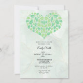 Sagegroene Watercolor Hart Bruiloft Feest Kaart (Voorkant)