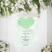 Sagegroene Watercolor Hart Bruiloft Feest Kaart