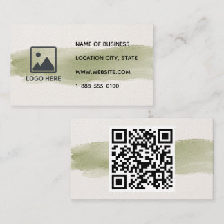 Sagegroene Watercolor QR Code Zakelijke Kaart Visitekaartje