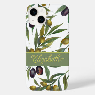 Sagegroene waterverf Franse landelijke olijfpatroo Case-Mate iPhone 14 Hoesje