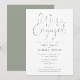 Sagegroene We're Engaged Script Verloving Feest Kaart