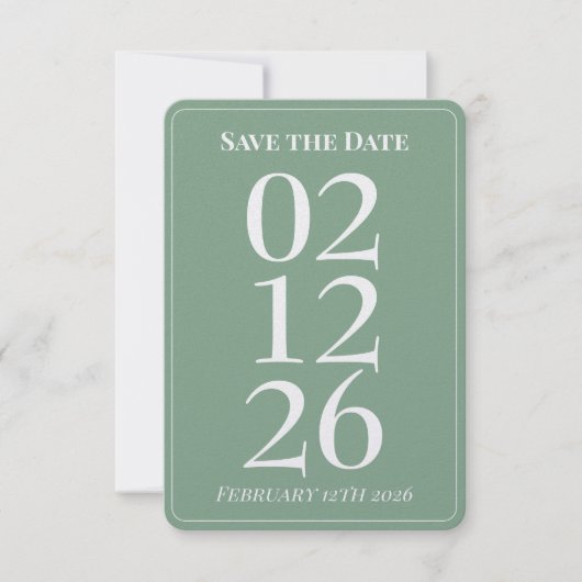 Sagegroene Whimsical Trouw Save the Date Kaart (Voorkant)