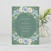 Sagegroene Whimsical Winterhuwelijk Kaart (Staand voorkant)