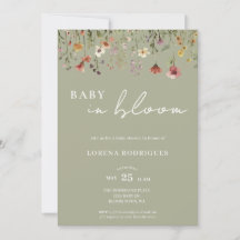 Sagegroene Wilde Bloem Baby in Bloom Baby Shower