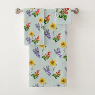 Sagegroene wilde bloem bloemstuk handdoekenset bad handdoek
