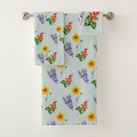 Sagegroene wilde bloem bloemstuk handdoekenset bad handdoek (Insitu)