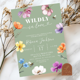 Sagegroene Wilde Bloem Bruidsdouche Verliefd Kaart