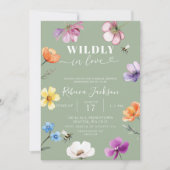 Sagegroene Wilde Bloem Bruidsdouche Verliefd Kaart (Voorkant)