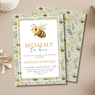 Sagegroene Wilde Bloem Custom Mommy to Bee Shower Kaart