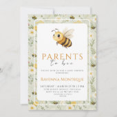 Sagegroene Wilde Bloem Custom Parents to Bee Showe Kaart (Voorkant)
