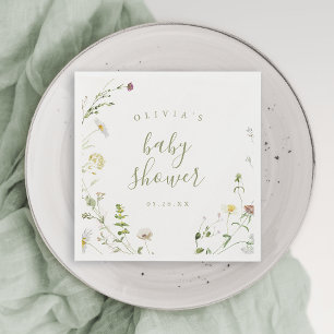 Sagegroene Wilde Bloem Rustieke Boho Baby Shower Servet
