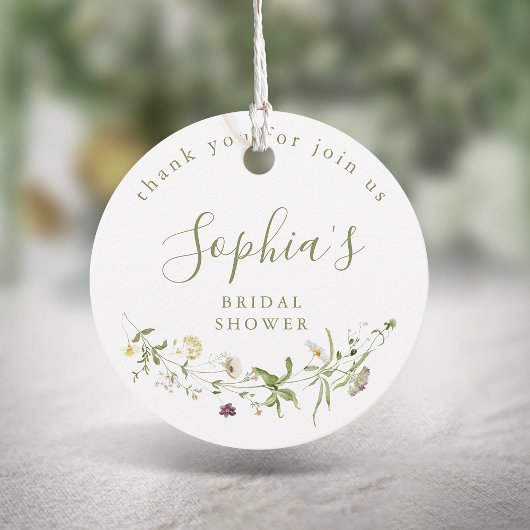 Sagegroene Wilde Bloem Rustieke Boho Bruiloftsborr Bedankjes Labels