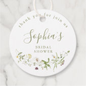 Sagegroene Wilde Bloem Rustieke Boho Bruiloftsborr Bedankjes Labels (Voorkant)