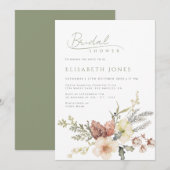 Sagegroene Winter Kerst Bloemrijke Bruidsaanduidin Kaart (Voorkant / Achterkant)