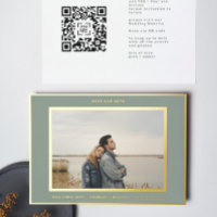 Sagegroene witte rand Goud bewaar onze datum