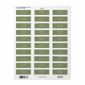 Sagegroene witte trouw retouradres sticker (Full Sheet)