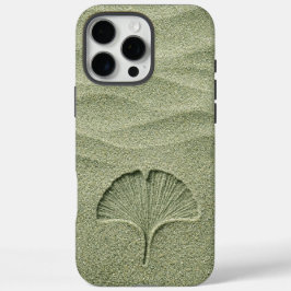 Sagegroene Zand Ginkgo Blad Zen iPhone 16 Pro Max Hoesje