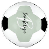 Sagegroene Zwarte en Witte Script Monogram Voetbal (Gedraaid)