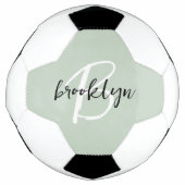 Sagegroene Zwarte en Witte Script Monogram Voetbal (Voorkant)