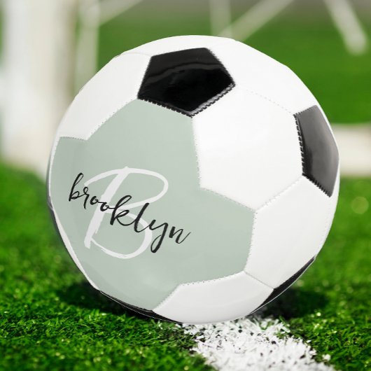 Sagegroene Zwarte en Witte Script Monogram Voetbal